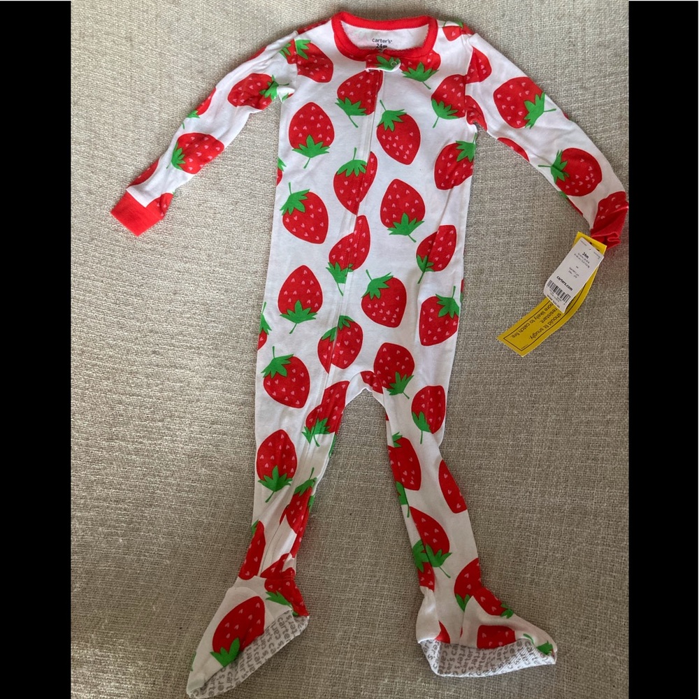 Strawberry Onesie w /footies size 24 mos